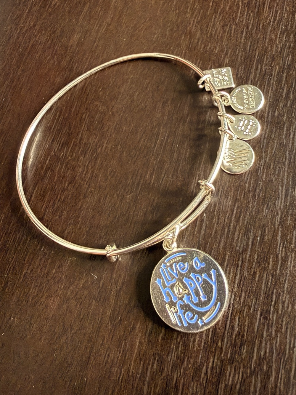 Alex and Ani "Live a Happy Life" Expandable Wire Bangle